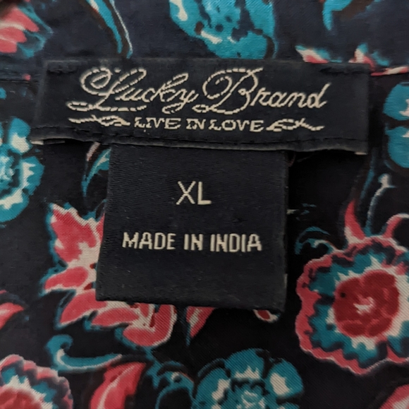 Lucky Brand Silk Boho Western Psychedelic Floral Button Up Shirt - Picture 4 of 5